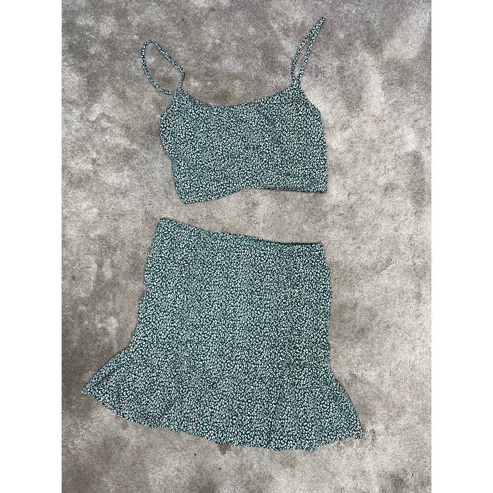MABLE Matching Mini Skirt Set Green Womens Size Small